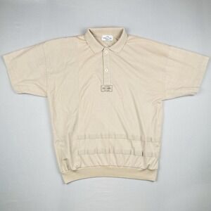 Vintage 80s Jean Michaud Pour L'Homme Polo Shirt Paneled Tan Size Large